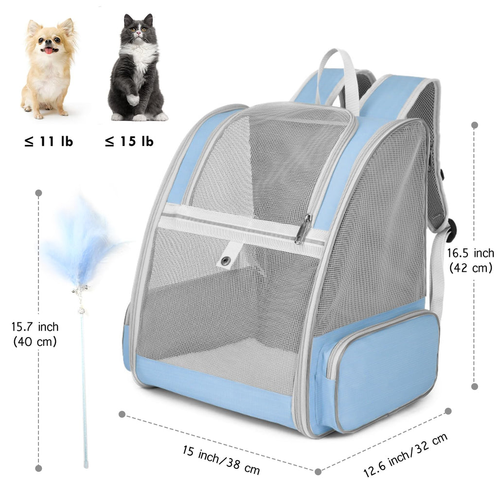 Blue Collapsible Cat Backpack Carrier with Mesh A801072