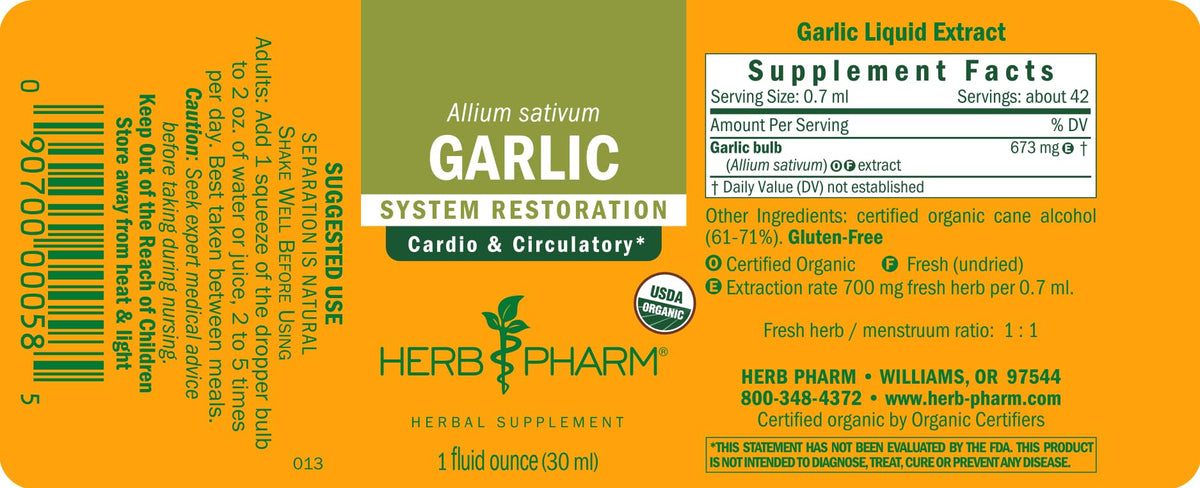 Organic Garlic Liquid Extract 1 Ounce H8597