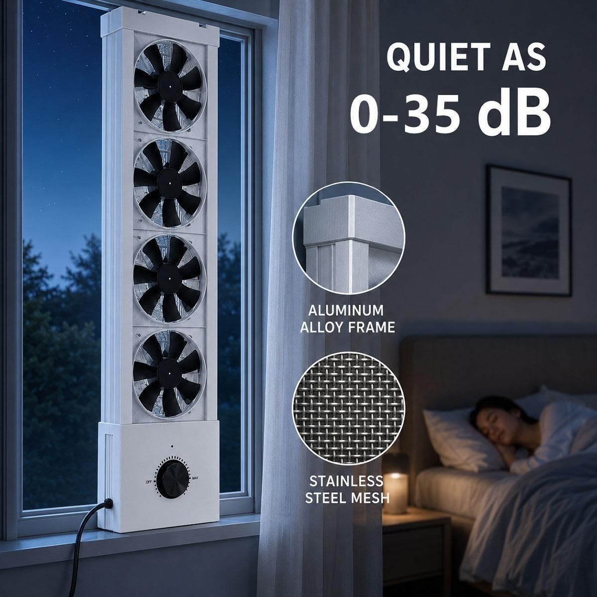 White 3-Speed Reversible Window Fan H8218