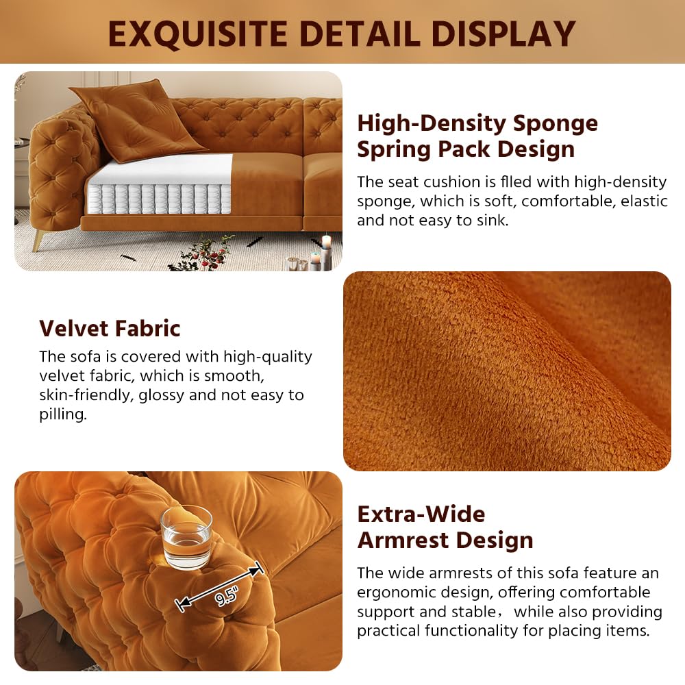 King Velvet Pull Out Sleeper Sofa with Ottoman E78438