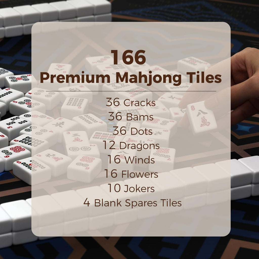 American Mahjong Set with 166 White Tiles and Racks Y275886