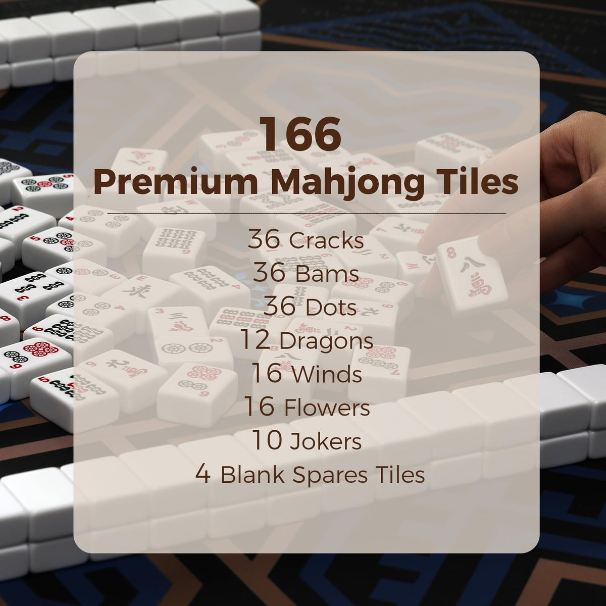 American Mahjong Set with 166 White Tiles and Racks Y275886