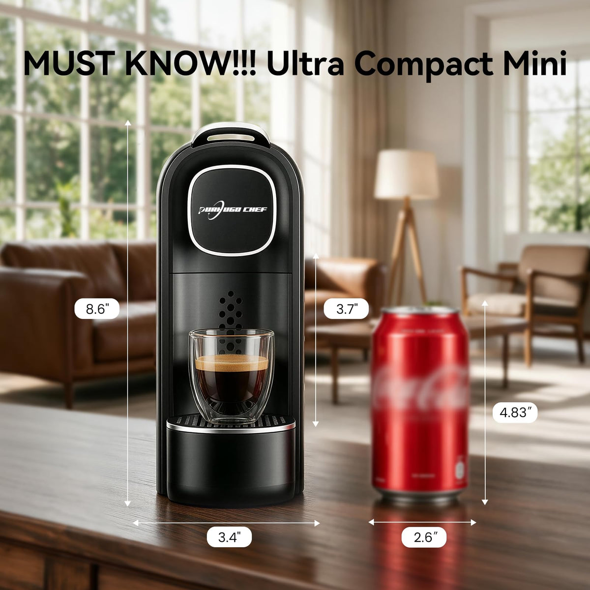 Black Single Serve Espresso Coffee Machine with Removable Tank K2575