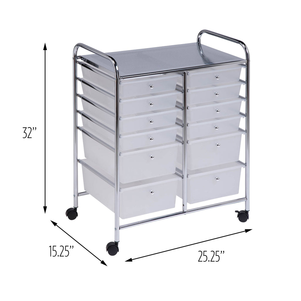 Rolling Craft Storage Cart, Clear, 12-Drawer R6443