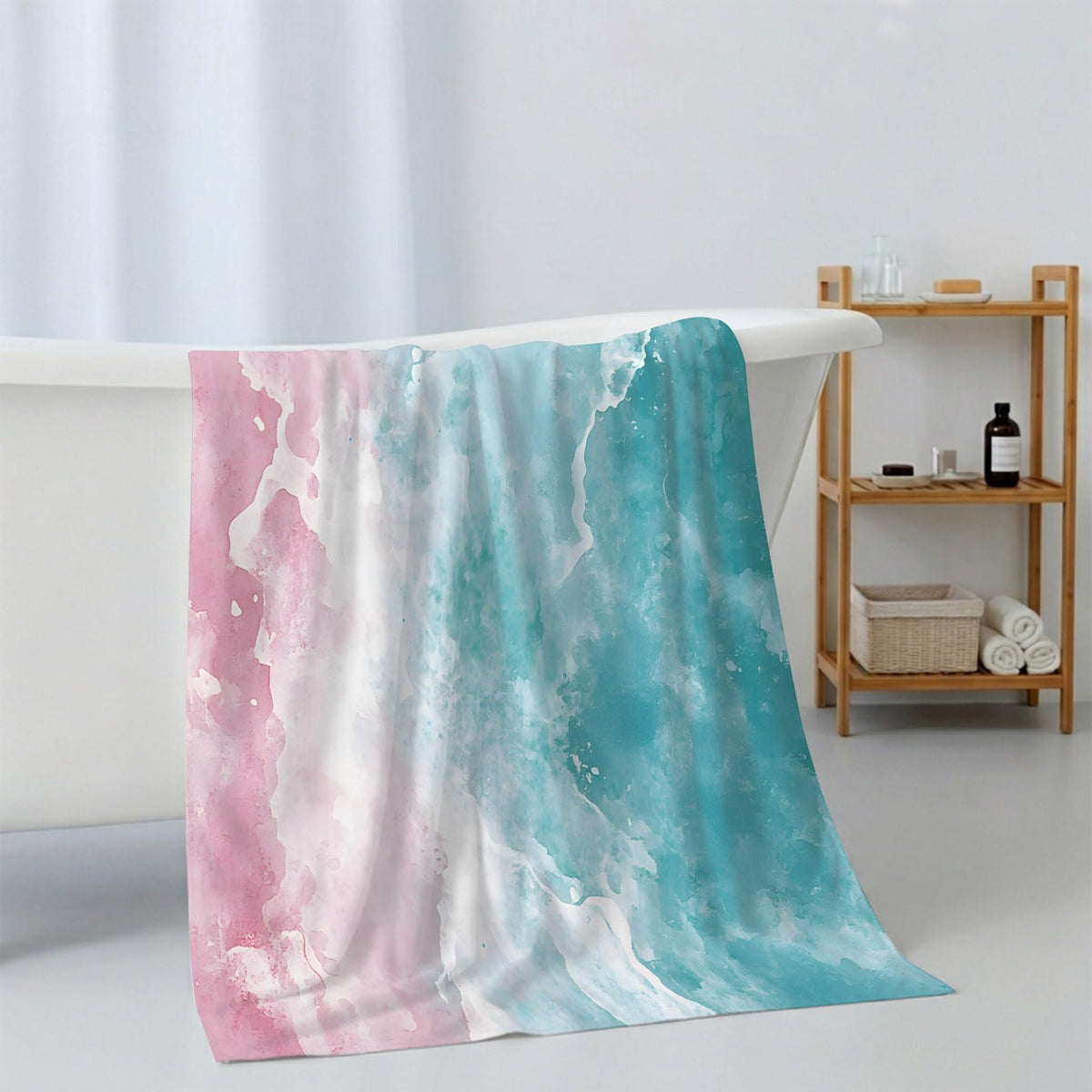 Teal Pink Gradient Cotton Towel Set 3 Pack N1507
