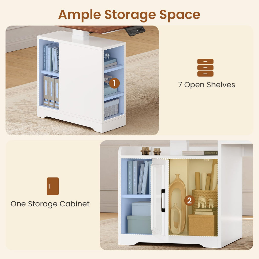 L Shaped Standing Desk with Storage I8895