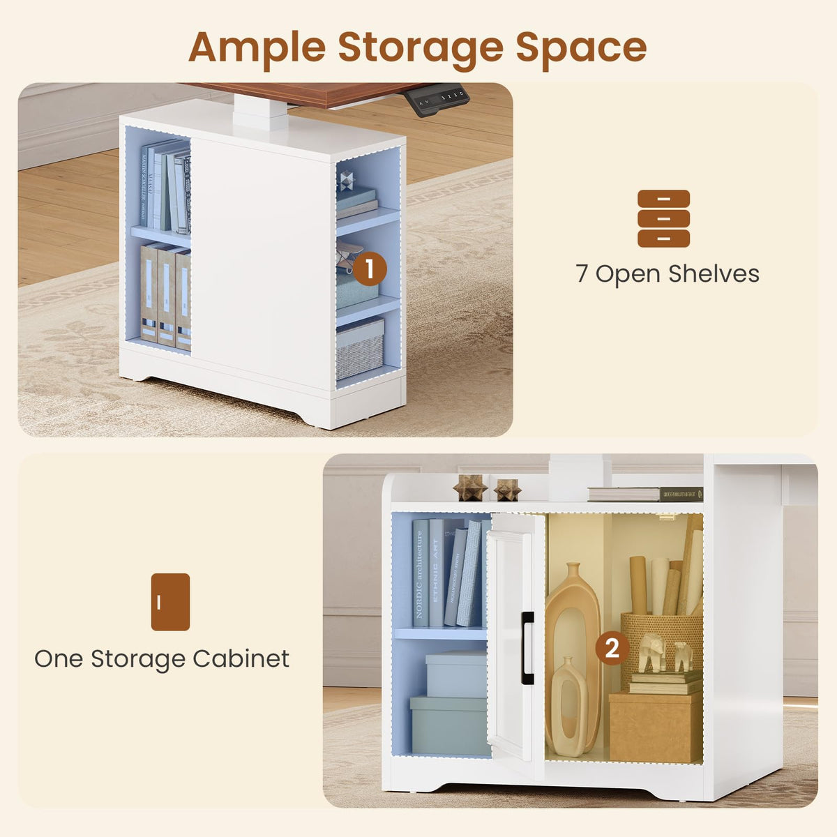 L Shaped Standing Desk with Storage I8895