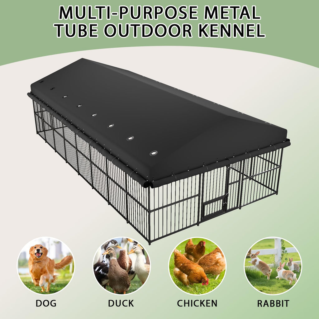 10x20x6.5 FT Heavy-Duty Metal Outdoor Dog Kennel M3830
