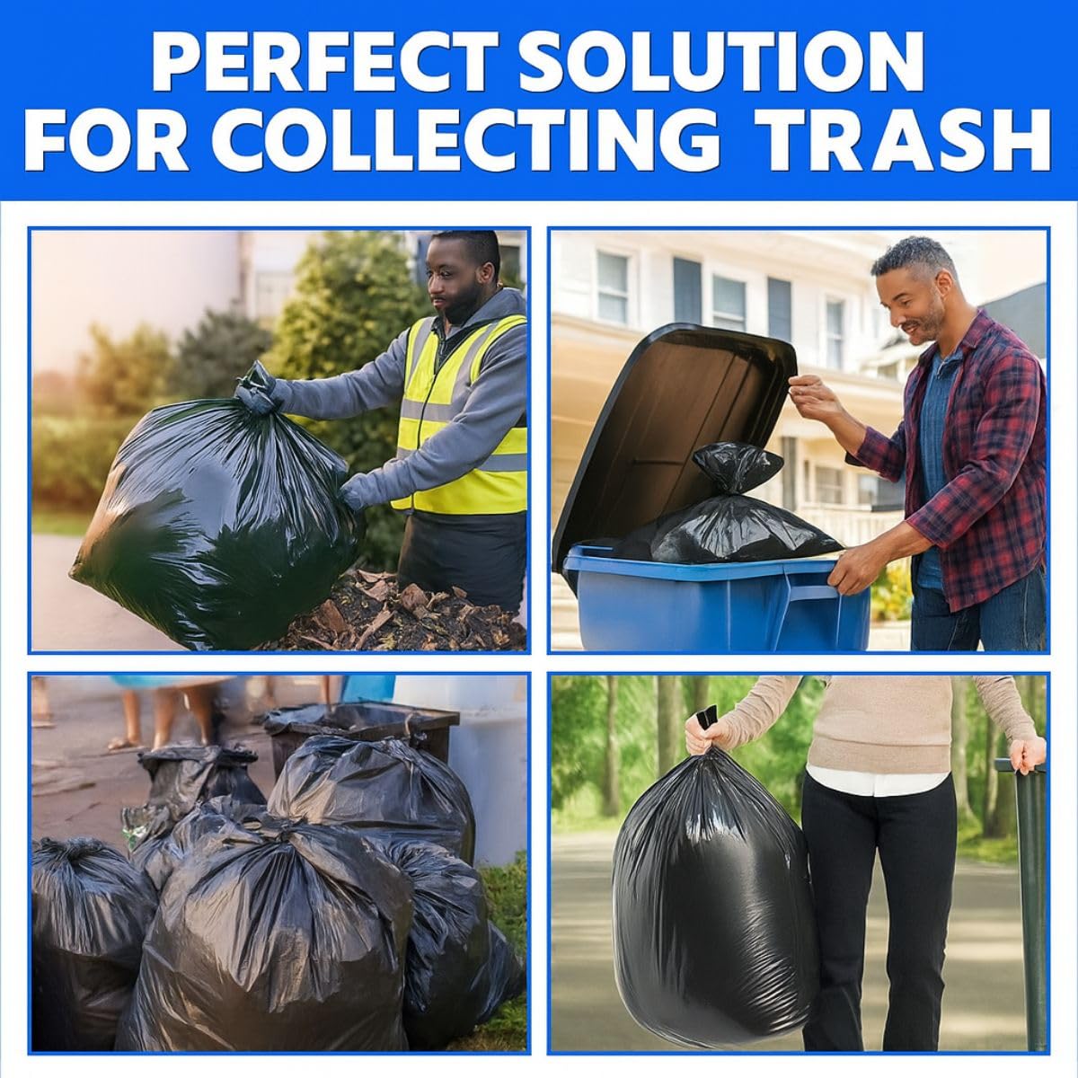 45 Gallon Black Heavy Duty Trash Bags K853