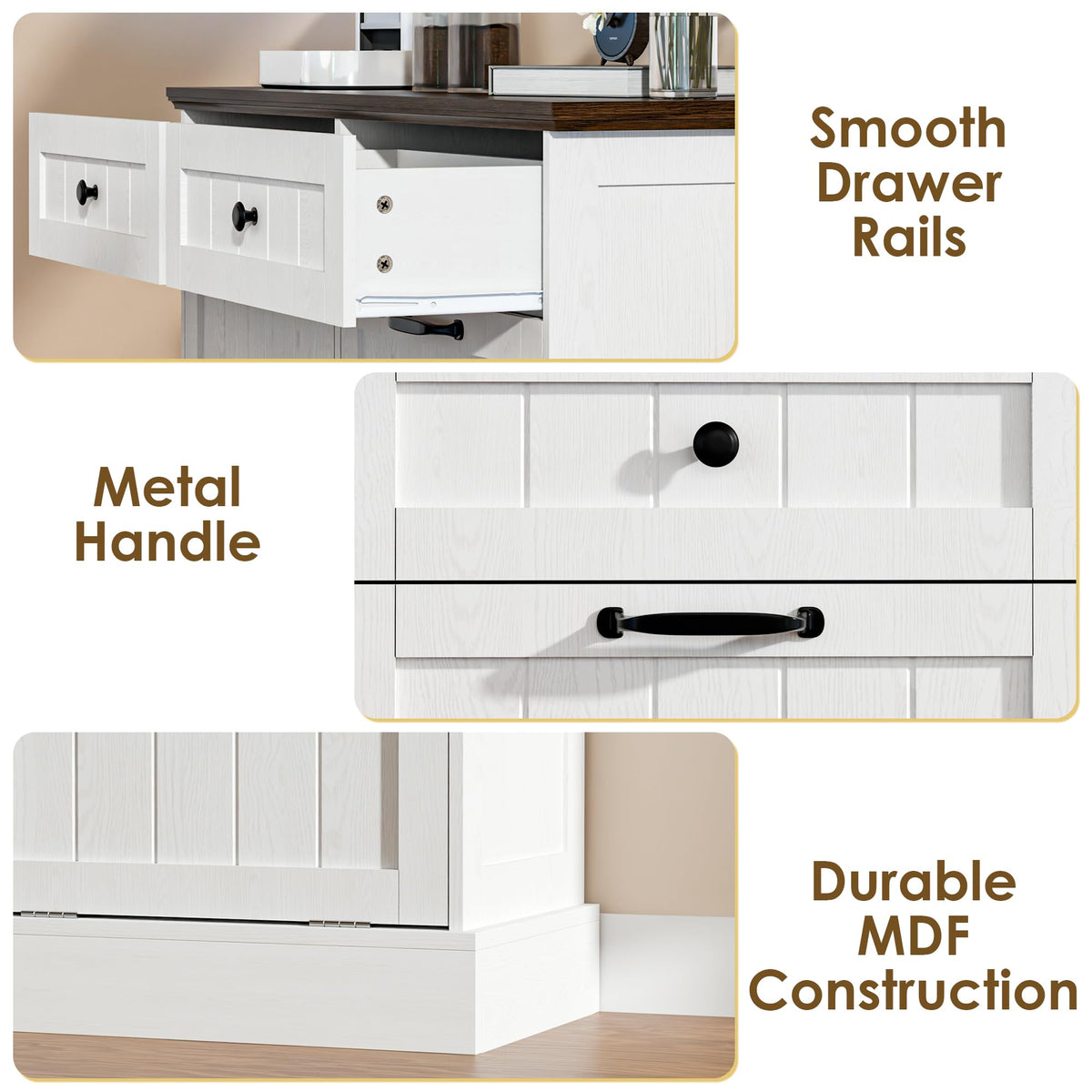 20 Gallons Tilt Out Trash Cabinet with Drawer, White G617947