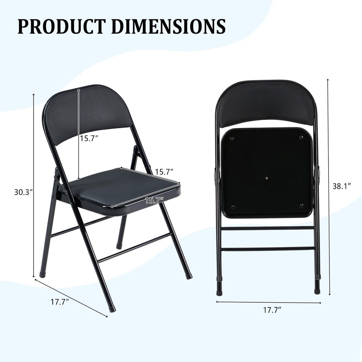 Black Folding Chairs 10-Pack Padded Heavy Duty Steel Frame C924517