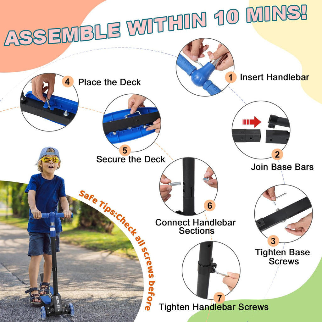 3 Wheel Kids Scooter with LED Light-Up Wheels V5186