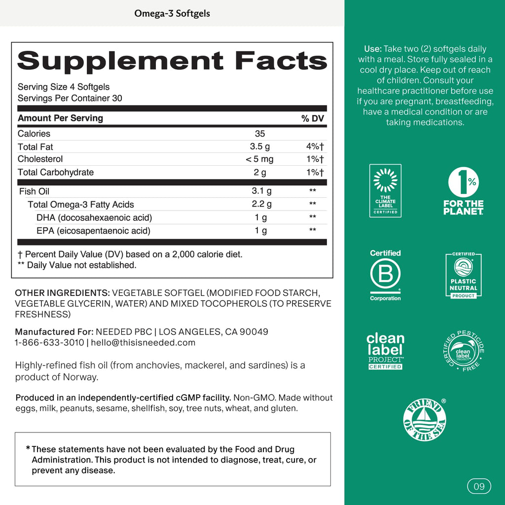 Prenatal Omega-3 Fish Oil 1000mg DHA 1000mg EPA Gelatin-Free Softgel X917