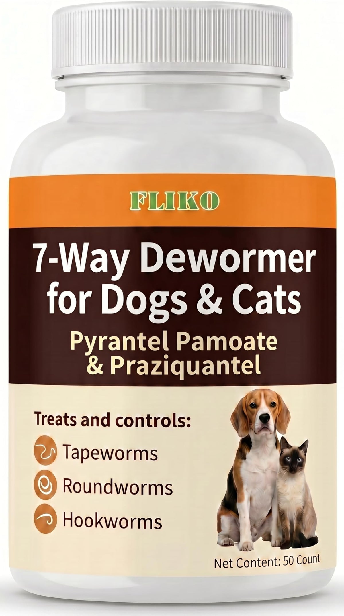7 Way Dewormer Flavored Chewables for Dogs & Cats, 50 Count R153