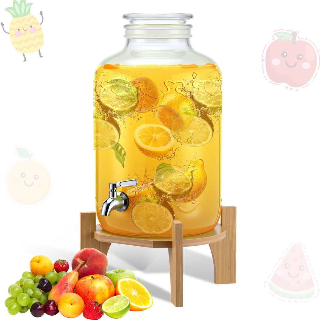 3 Gallon Glass Beverage Dispenser with Stand W8370