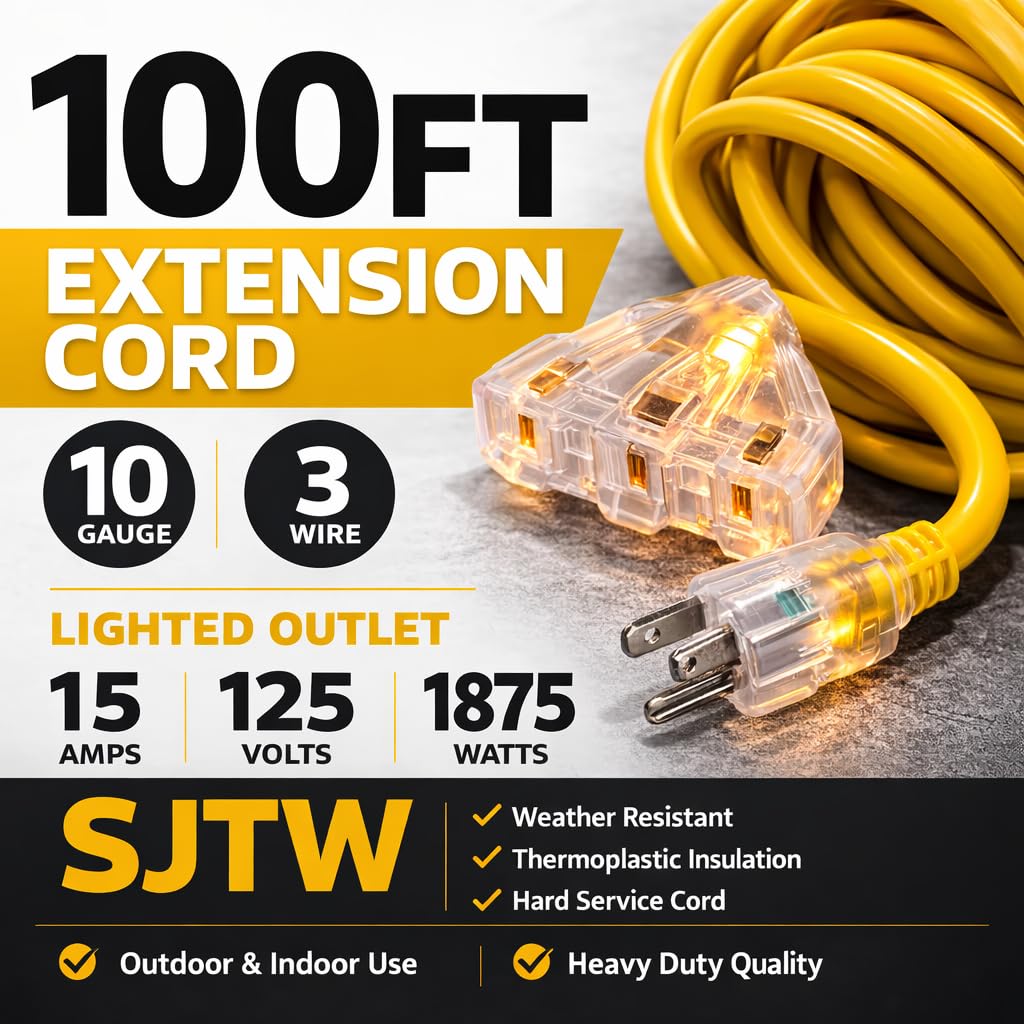 100 ft 10/3 Heavy Duty SJTW Outdoor Extension Cord N15159