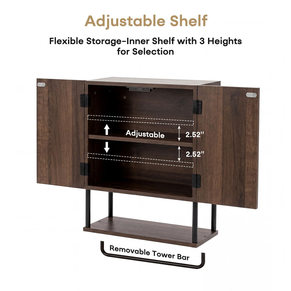 Farmhouse Fluted Wood Wall Mounted Bathroom Cabinet with Adjustable Shelf I174