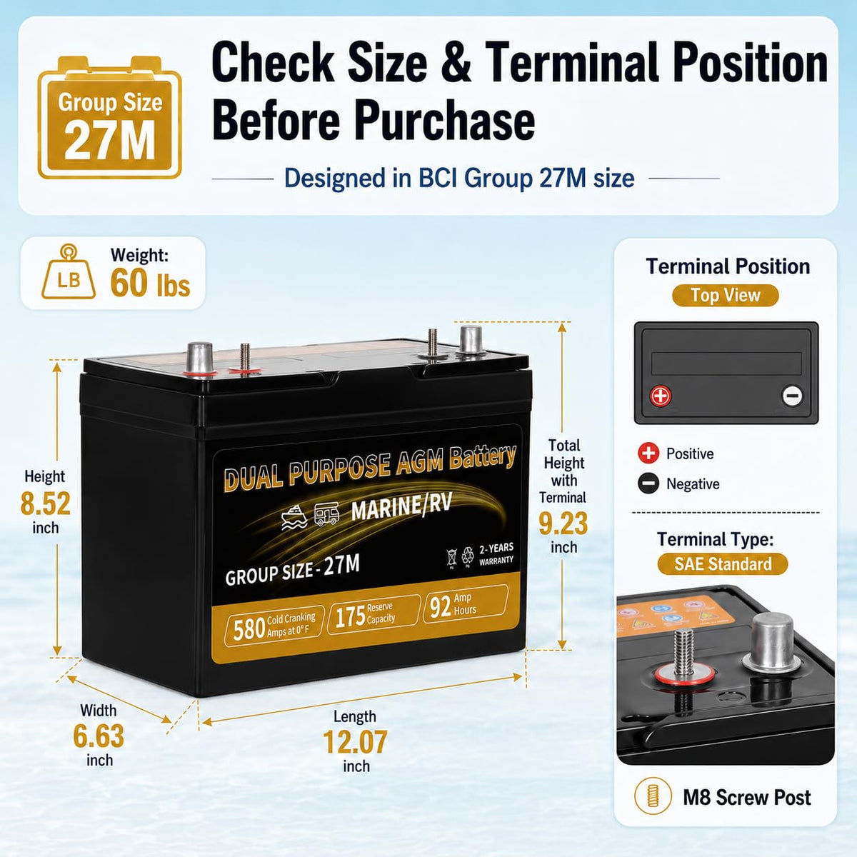 12V 92AH AGM Battery D52838
