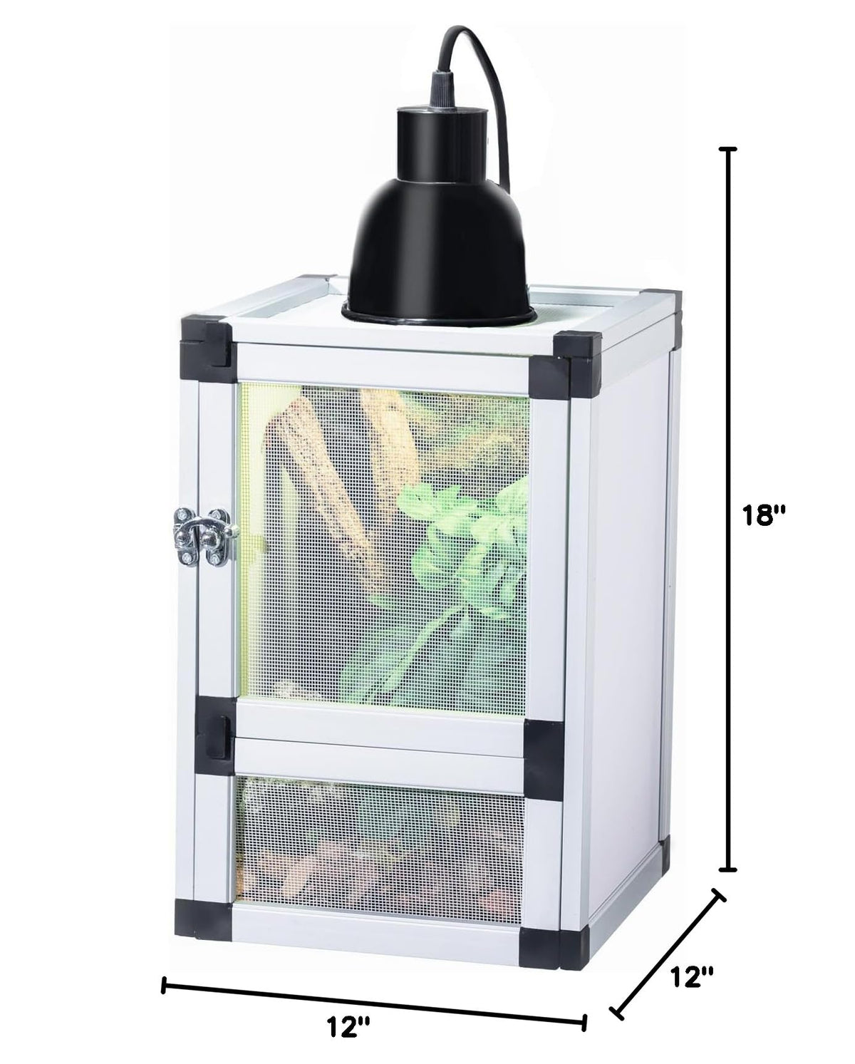 PVC Habitat Enclosure with Screen & Acrylic Doors, 12"x12"x18" Reptile Terrarium M16146