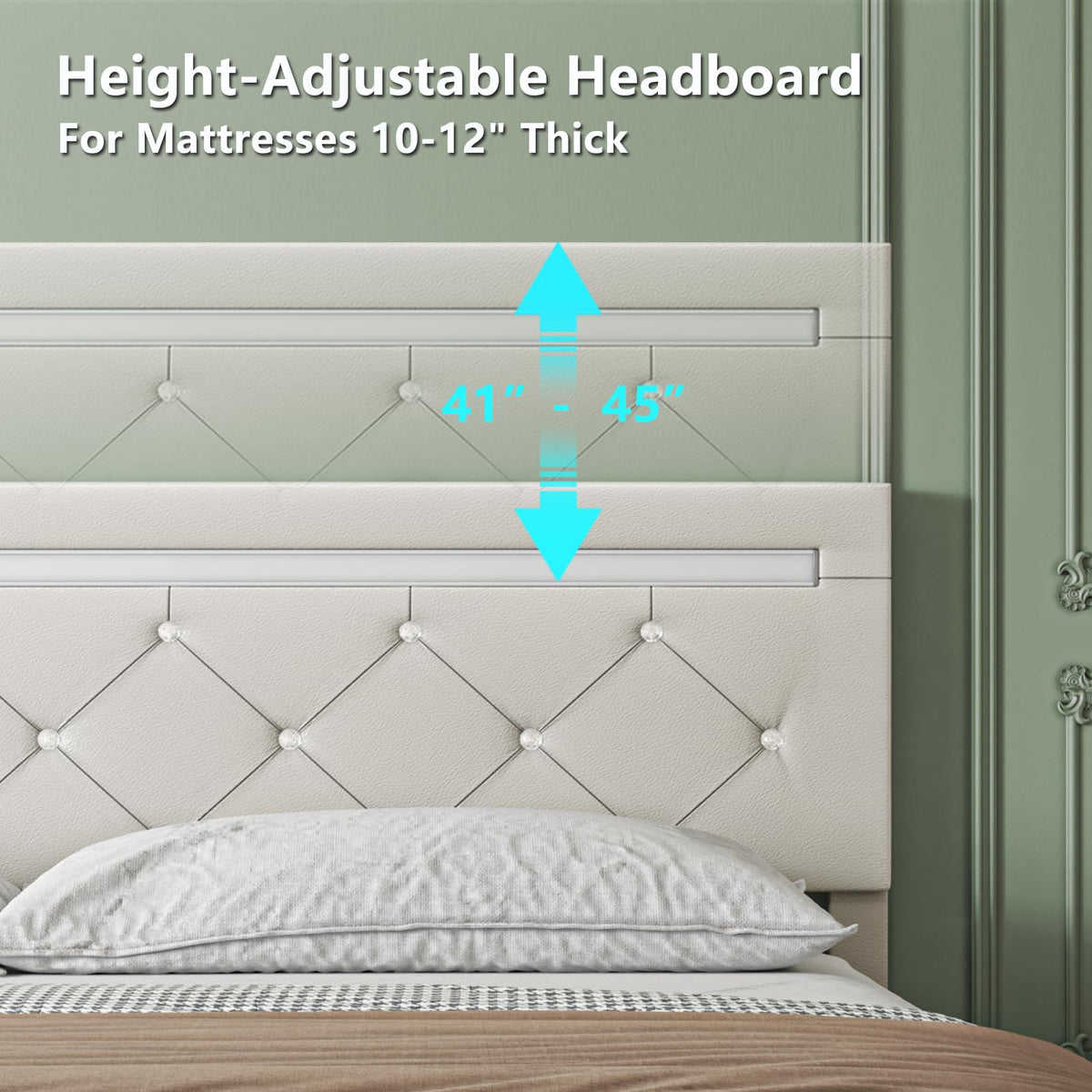 Full Size Bed Frame with LED Light and Storage Drawers Y473