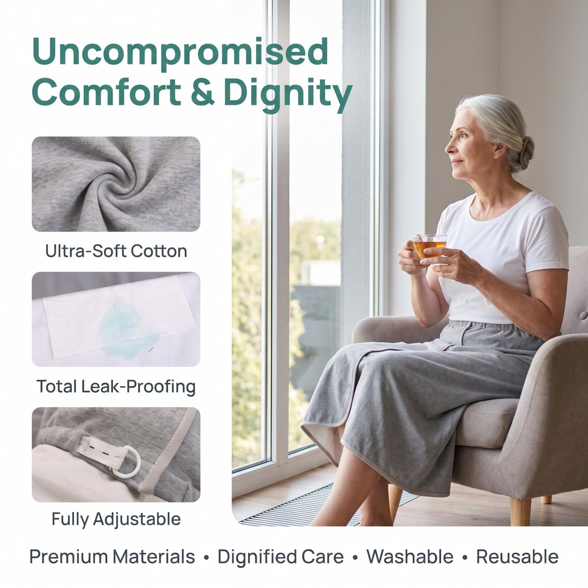 Adjustable Reusable Waterproof Diaper Skirt G79535