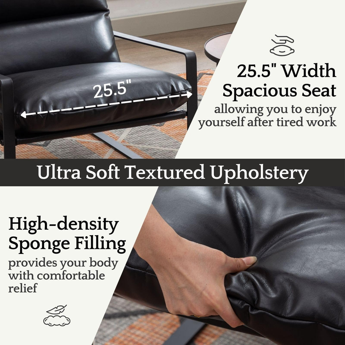 Black PU Leather Accent Armchair H27649