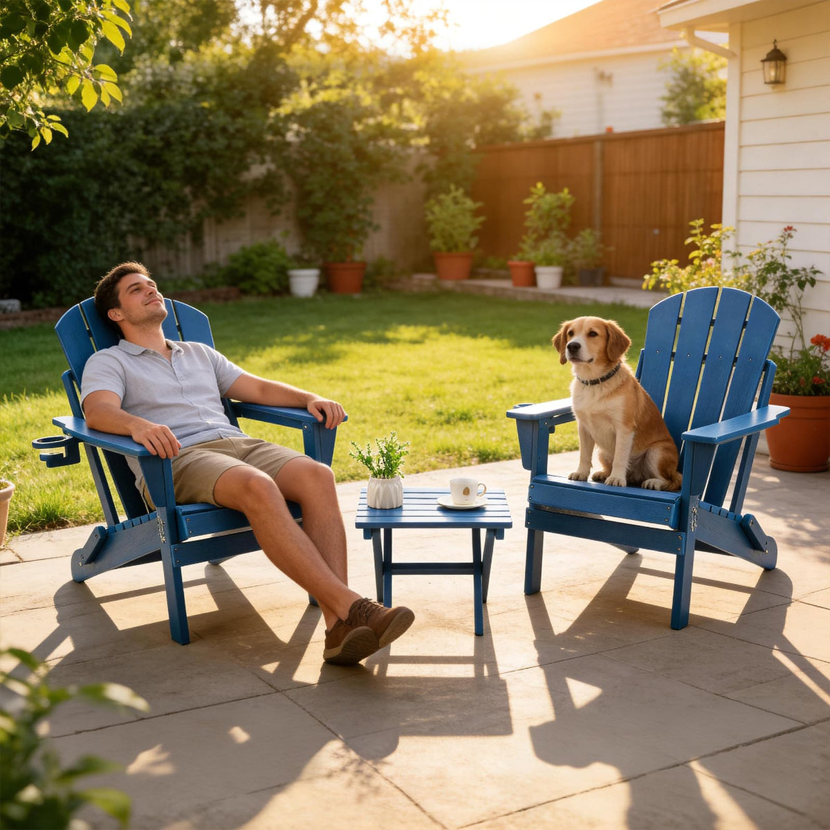 Folding Adirondack Chair with Cup Holders T958327
