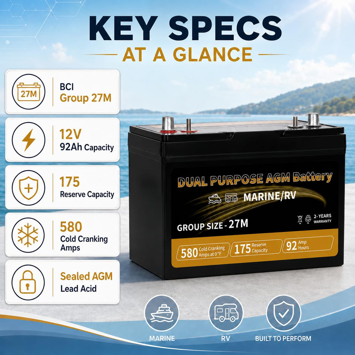 12V 92AH AGM Battery D52838
