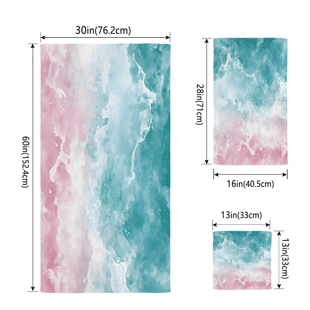 Teal Pink Gradient Cotton Towel Set 3 Pack N1507
