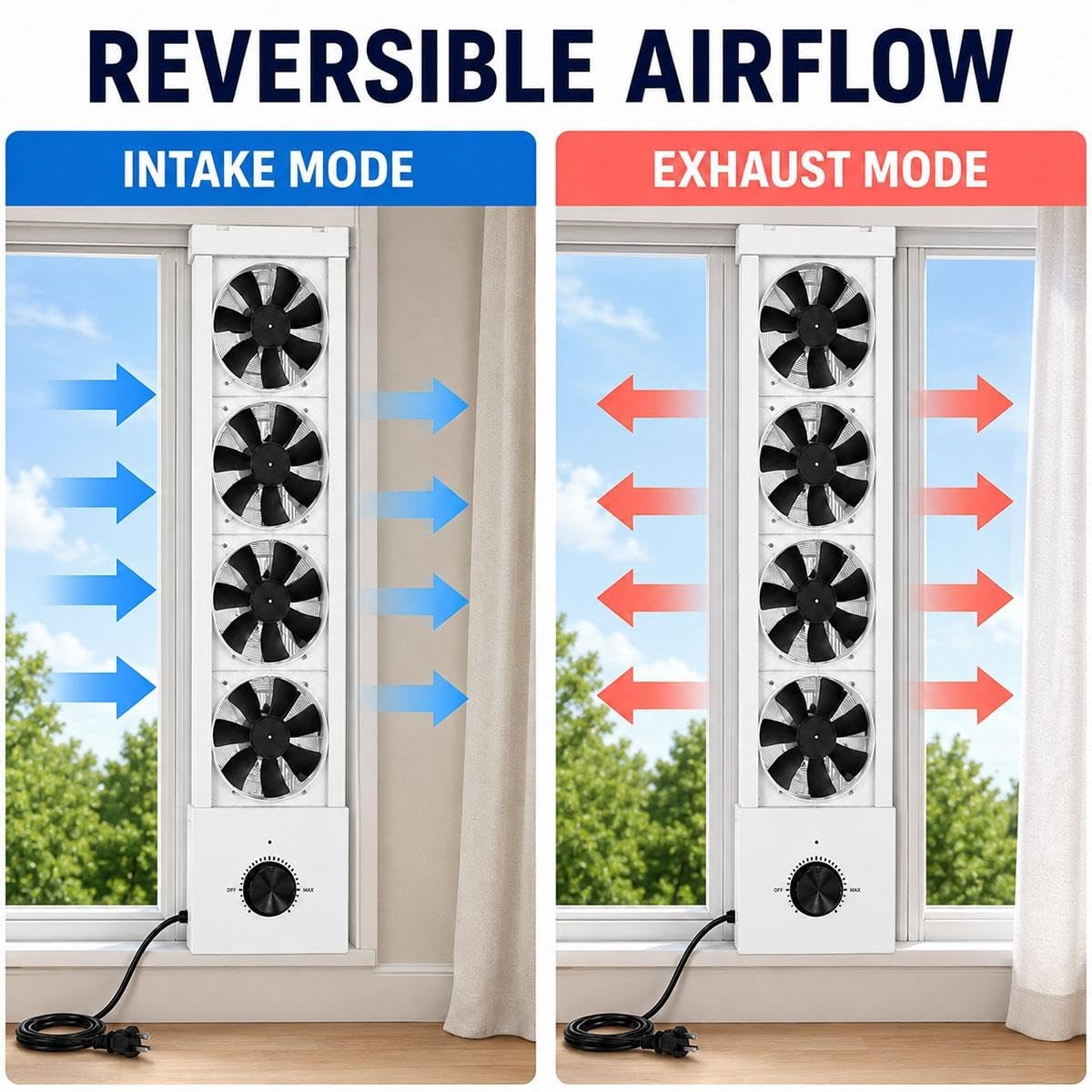 White 3-Speed Reversible Window Fan H8218