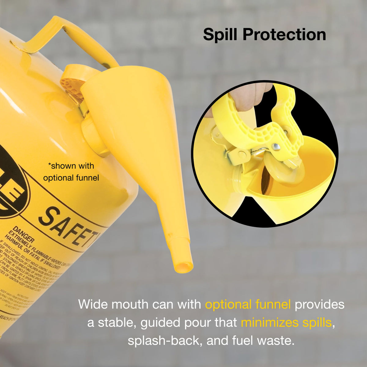 5 Gallon Yellow Safety Gas Can M3437