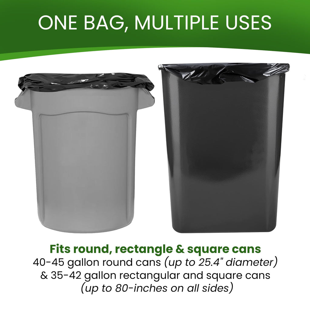 Black 40-45 Gallon Trash Bags, 200 Count I494