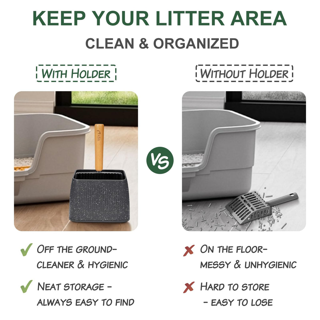 Heavy Duty Stainless Steel Cat Litter Scoop with Holder L4376