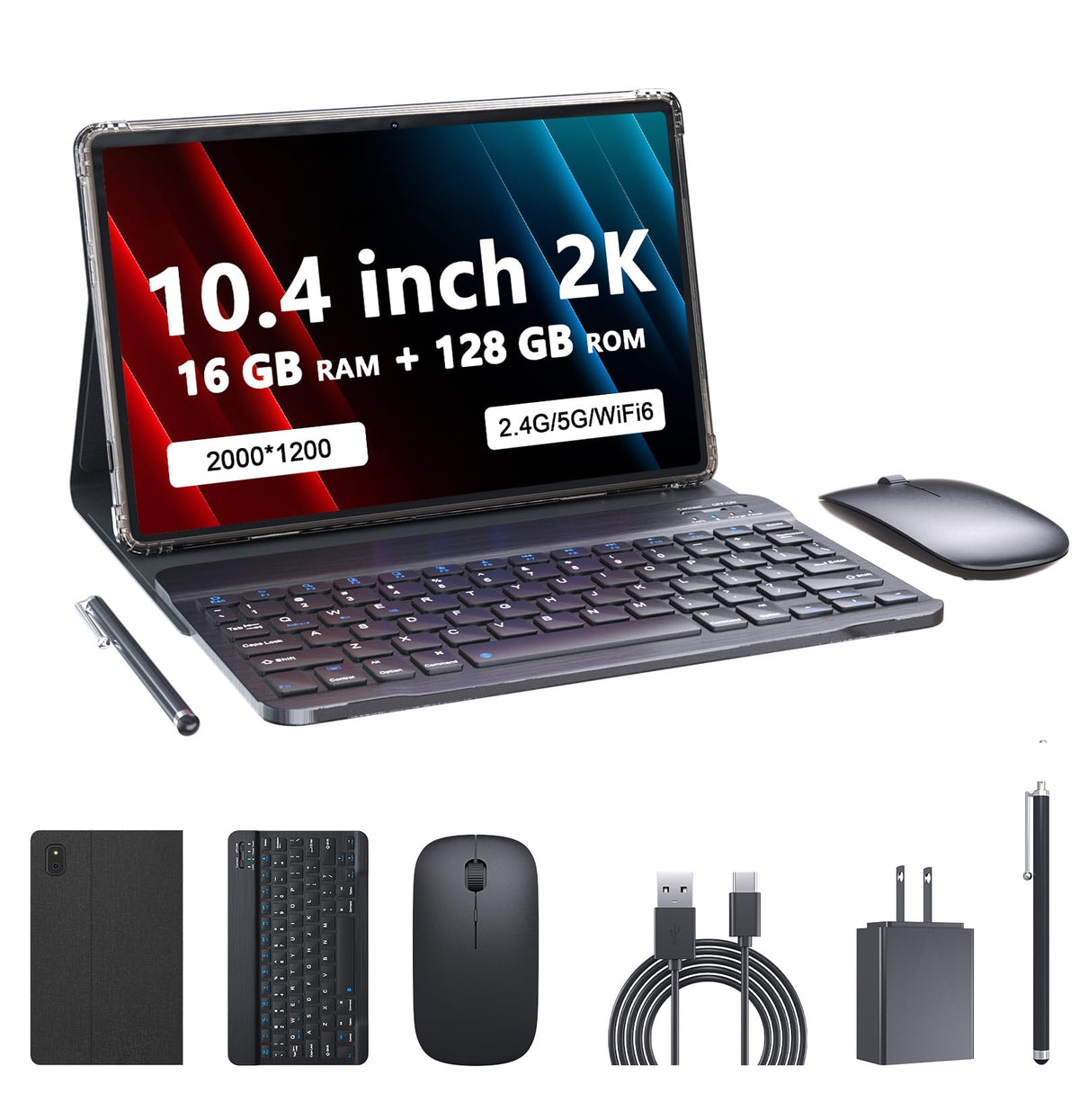 Android 13.0 10.4 Inch 16GB RAM 128GB ROM 2 in 1 Black Tablet G62911