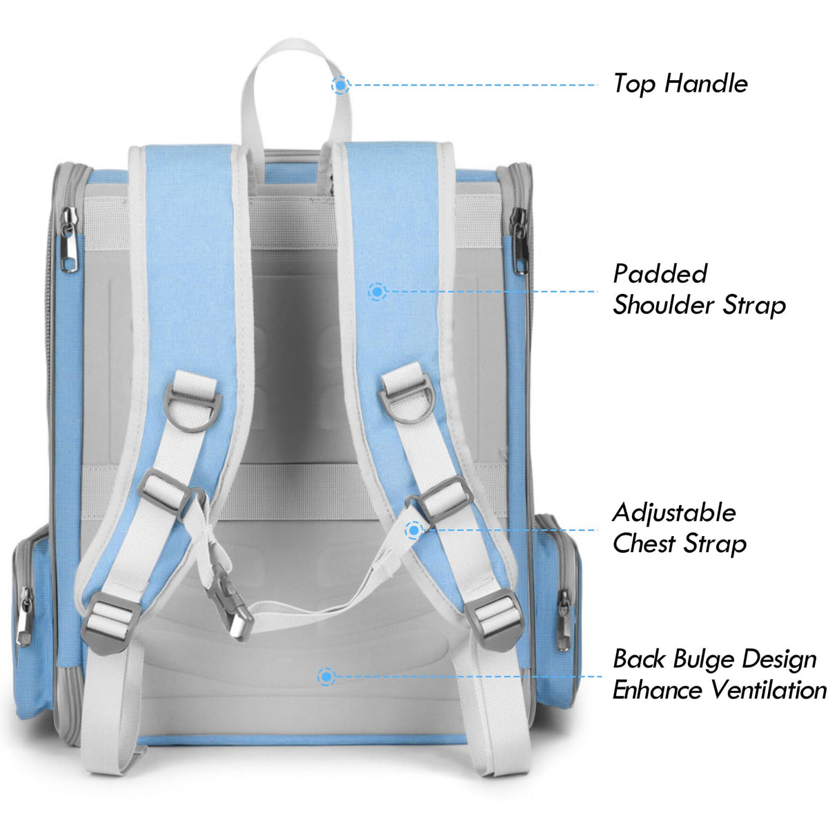 Blue Collapsible Cat Backpack Carrier with Mesh A801072