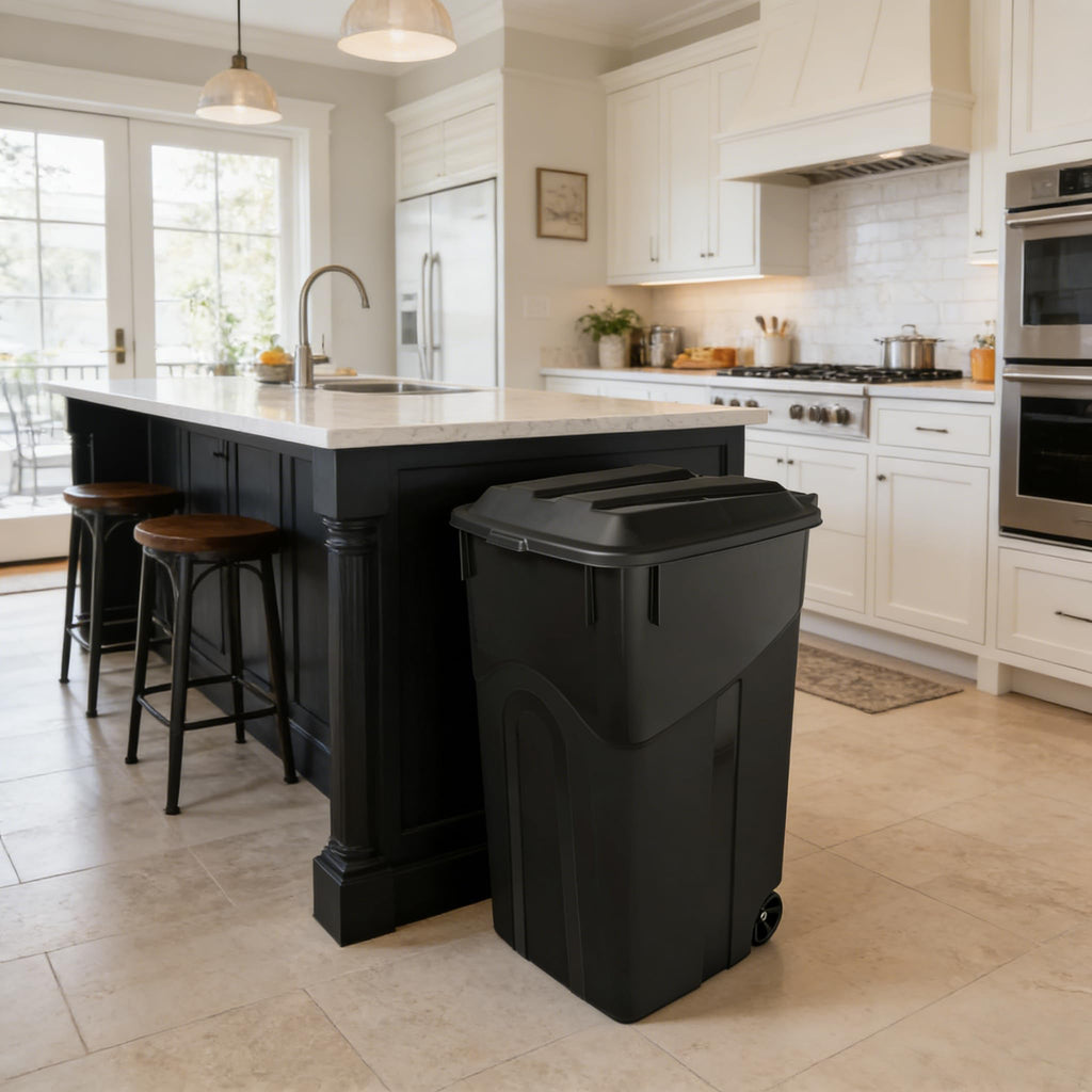 45 Gallon Outdoor Trash Can with Wheels and Lid J788