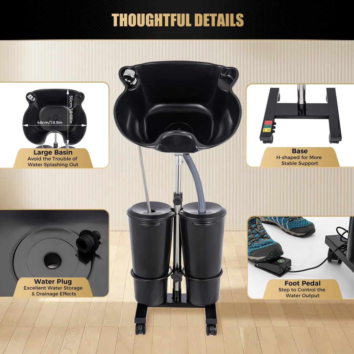 Portable Shampoo Basin Adjustable with Electric Pump P1322