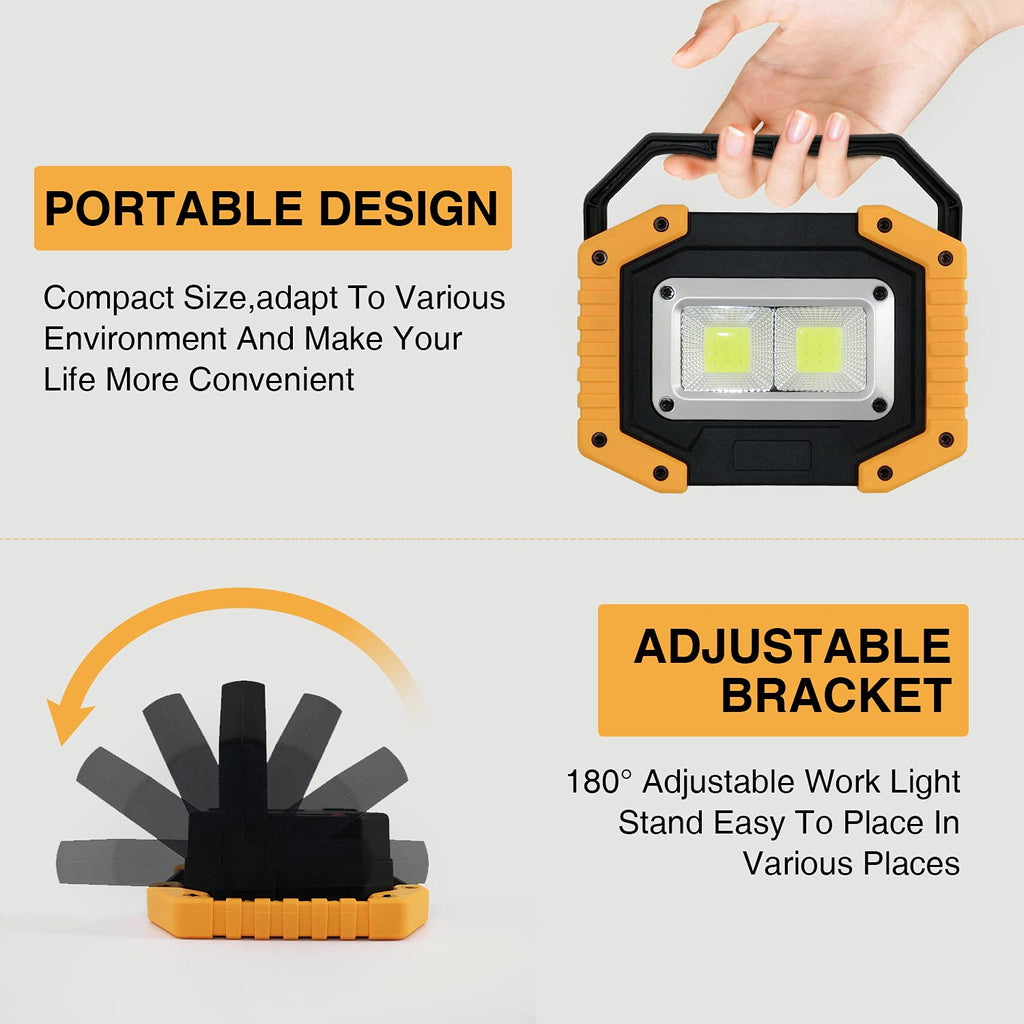 30W 2000LM Portable Waterproof Rechargeable LED Work Light with Stand I223