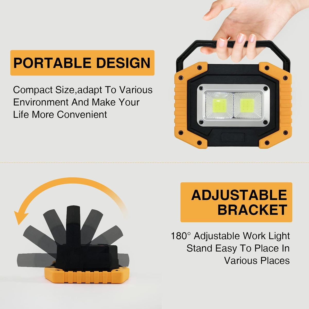 30W 2000LM Portable Waterproof Rechargeable LED Work Light with Stand I223