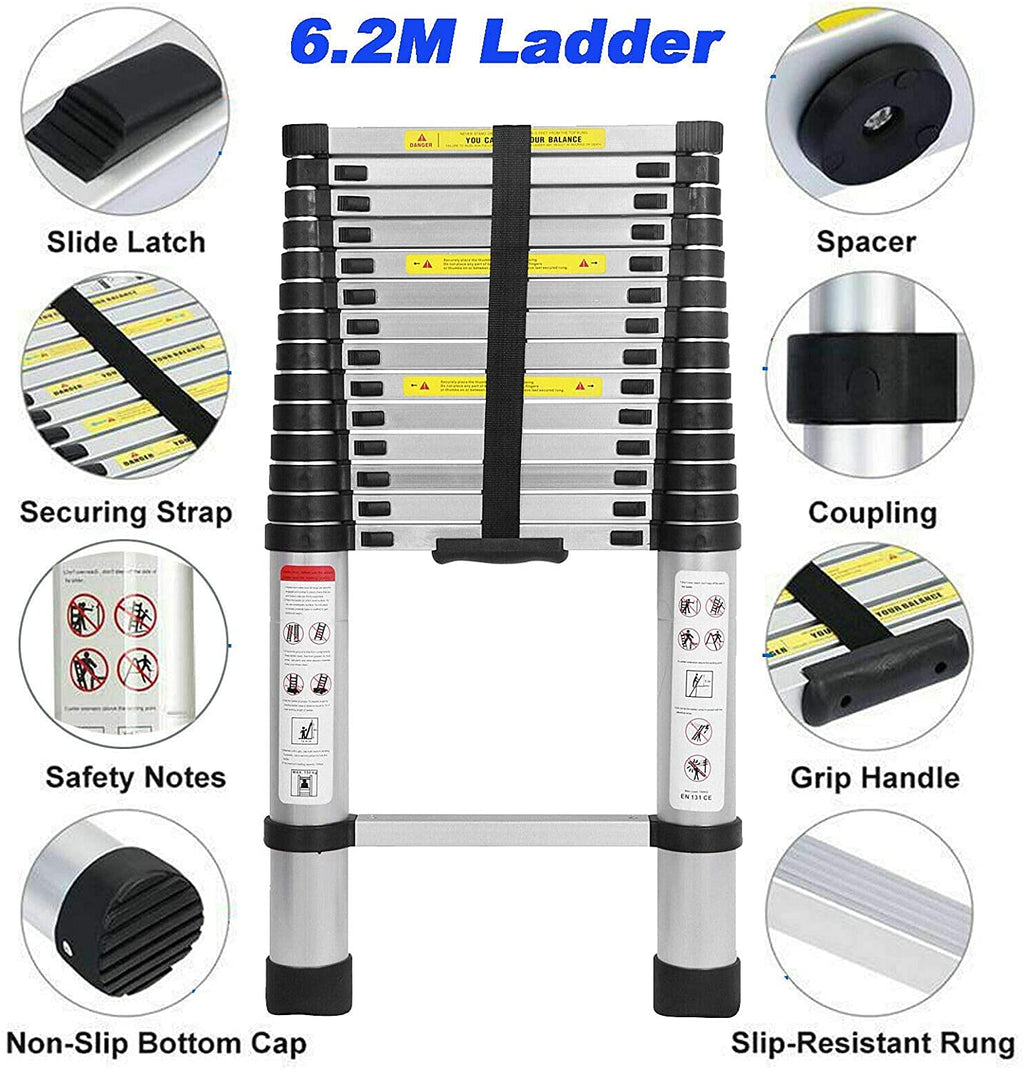 20FT Aluminum Telescoping Ladder 330 lbs Capacity F3465