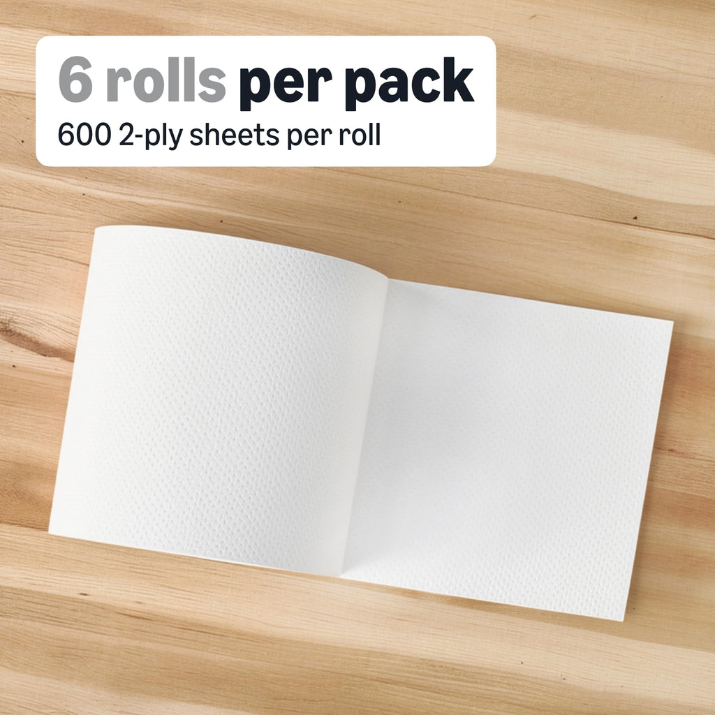 2-Ply White Paper Towels, 6 Rolls U978086