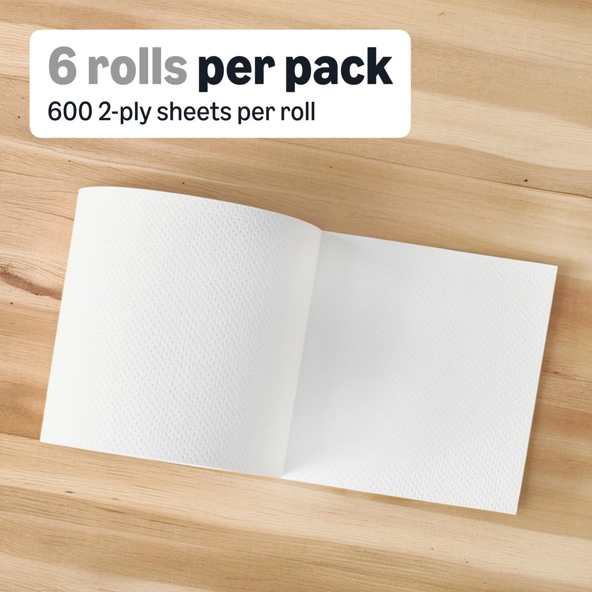 2-Ply White Paper Towels, 6 Rolls U978086