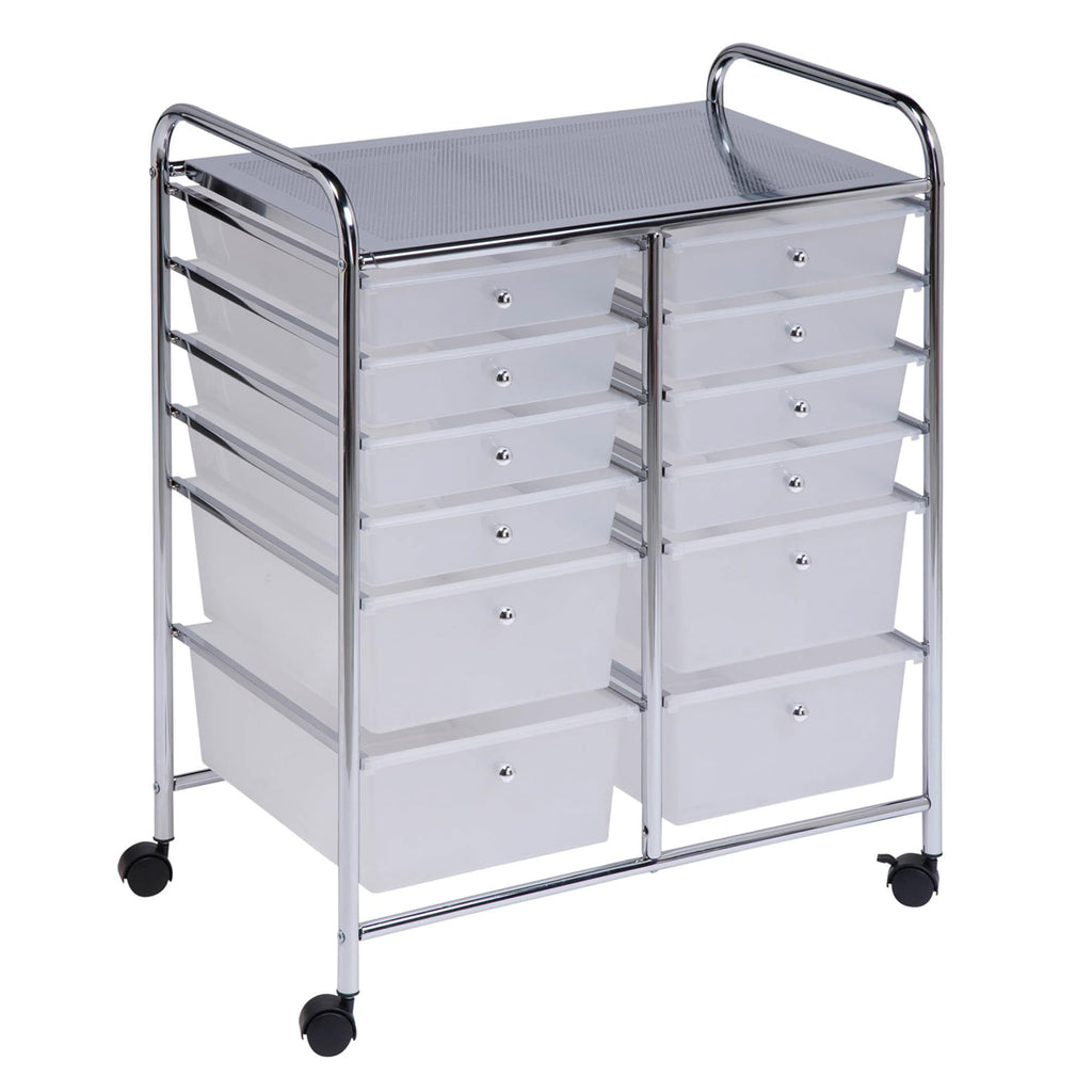 Rolling Craft Storage Cart, Clear, 12-Drawer R6443