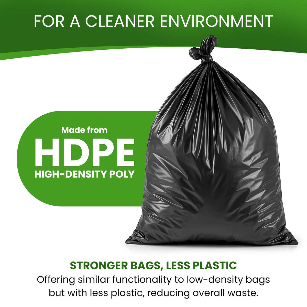 Black 40-45 Gallon Trash Bags, 200 Count I494
