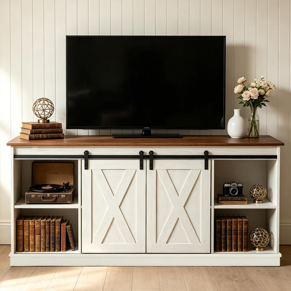 White 65 Inch Wood TV Stand B11585