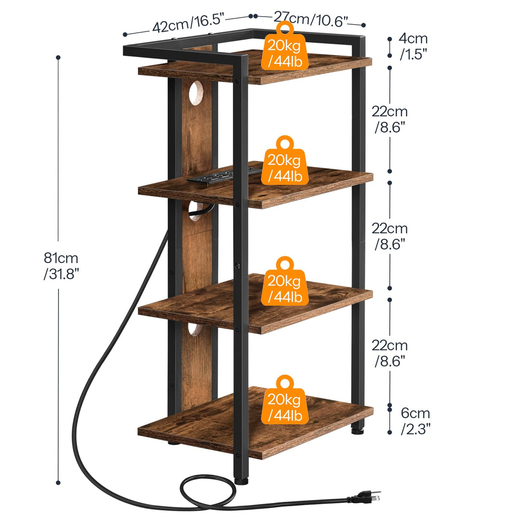 4-Tier Media Stand with Charging Station & LED Light P29777