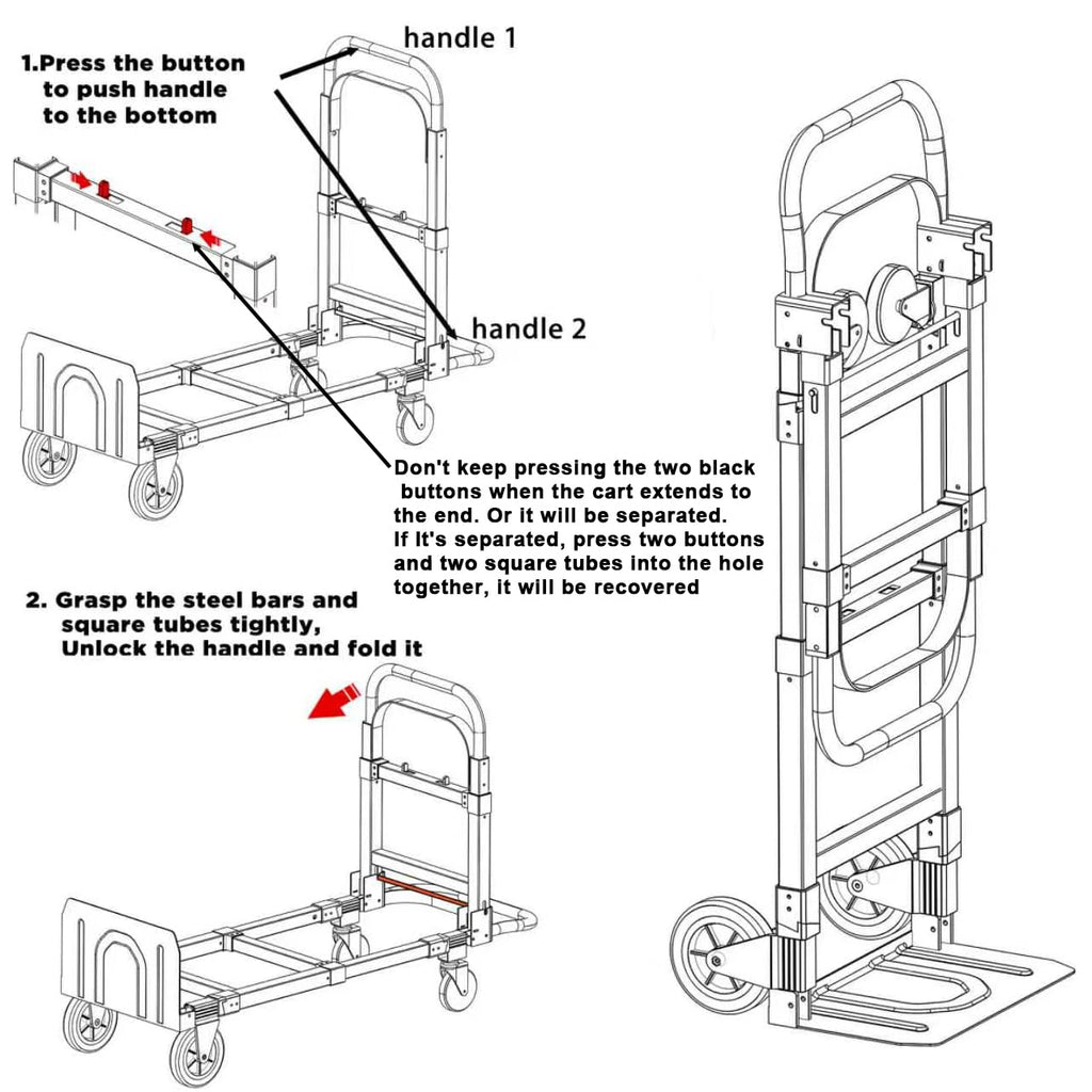Heavy Duty 4 Wheels 500 Lbs Load Convertible Hand Truck Dolly Cart L518