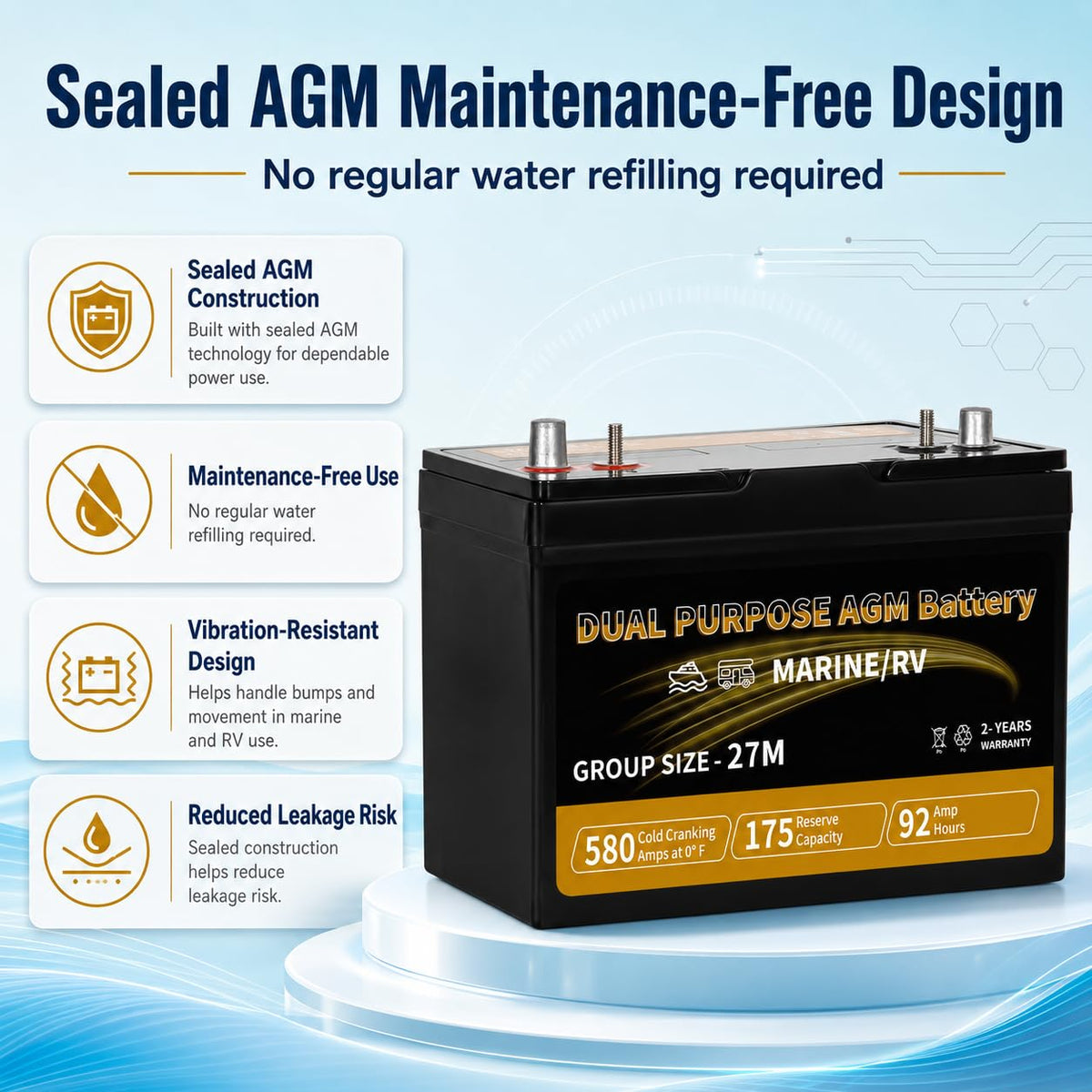 12V 92AH AGM Battery D52838