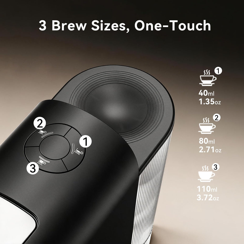 Black Single Serve Espresso Coffee Machine with Removable Tank K2575