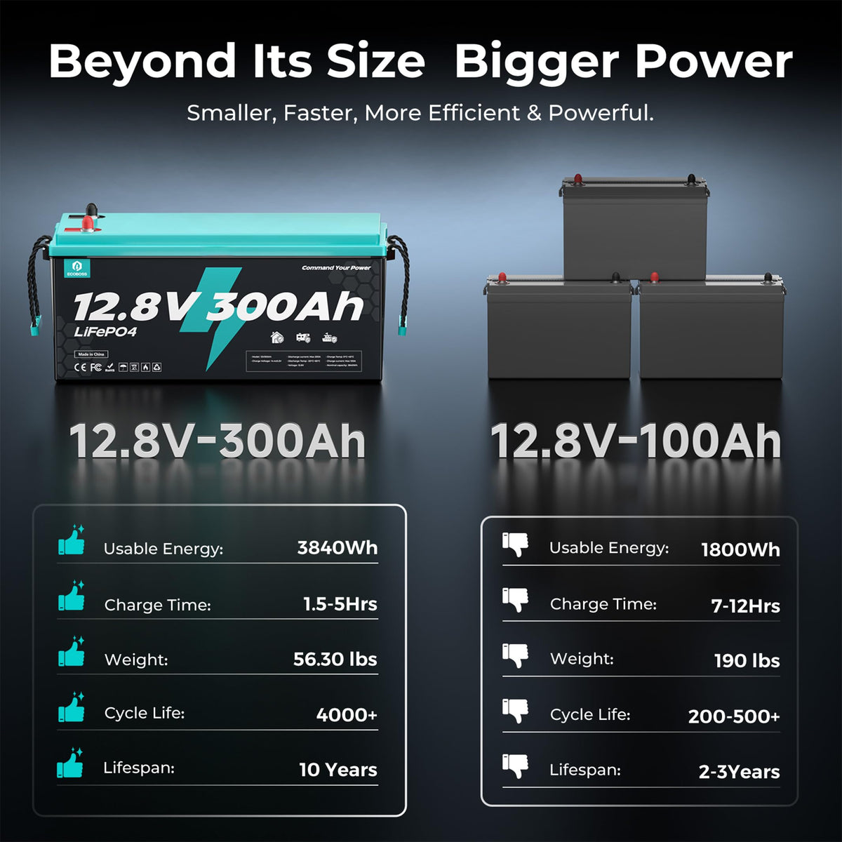 12V 300Ah LiFePO4 Deep Cycle Lithium Battery X177720